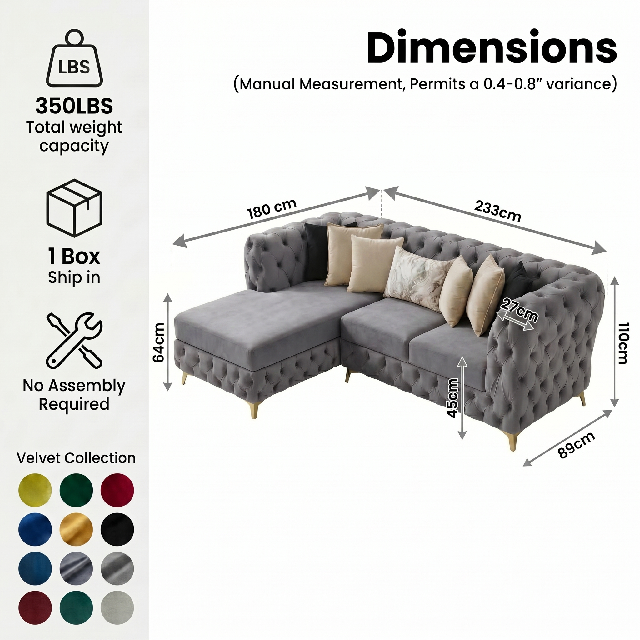 Chesterfield chaise sofa